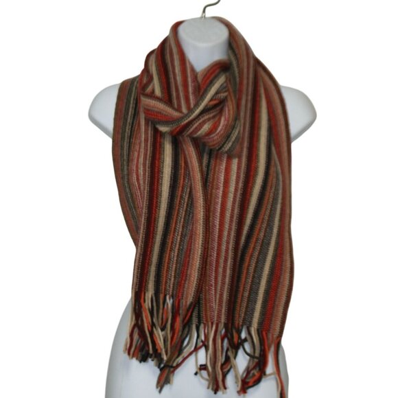 William Brunton Accessories - William Brunton Hand Knits Pure Lambswool Stripe Scarf Made in Scotland Heritage